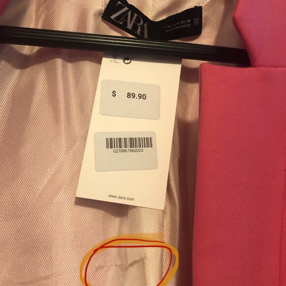 NWT ZARA WOMEN FITTED INVERTED LAPEL FROCK COAT PINK 22188/676 M - Picture 10 of 10